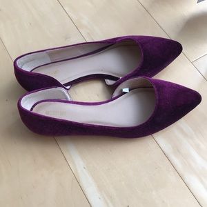 Dark plum velvet flats
